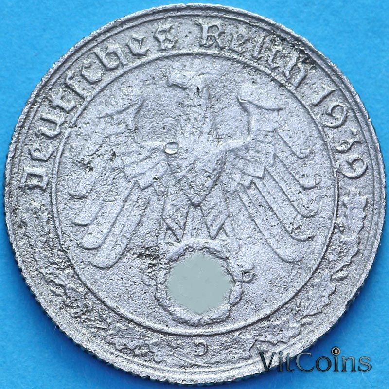 Монета Германия 50 пфеннигов 1939 год. D