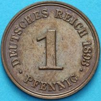 Германия 1 пфенниг 1893 год. А