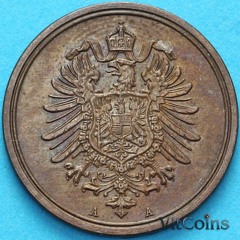 Монета Германия 1 пфенниг 1888 год. А
