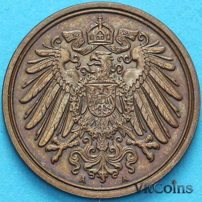 Монета Германия 1 пфенниг 1893 год. А