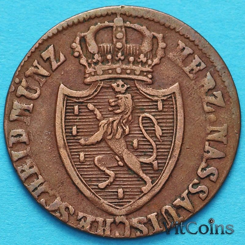 Монета Нассау 1/4 крейцера 1819 год. Монета Нассау 1/4 крейцера 1819 год.