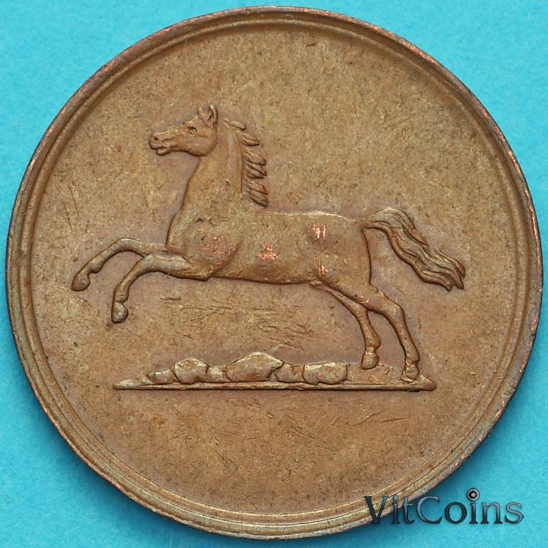 Монета Брауншвейг-Вольфенбюттель 1 пфенниг 1852 год. Монета Брауншвейг-Вольфенбюттель 1 пфенниг 1852 год.