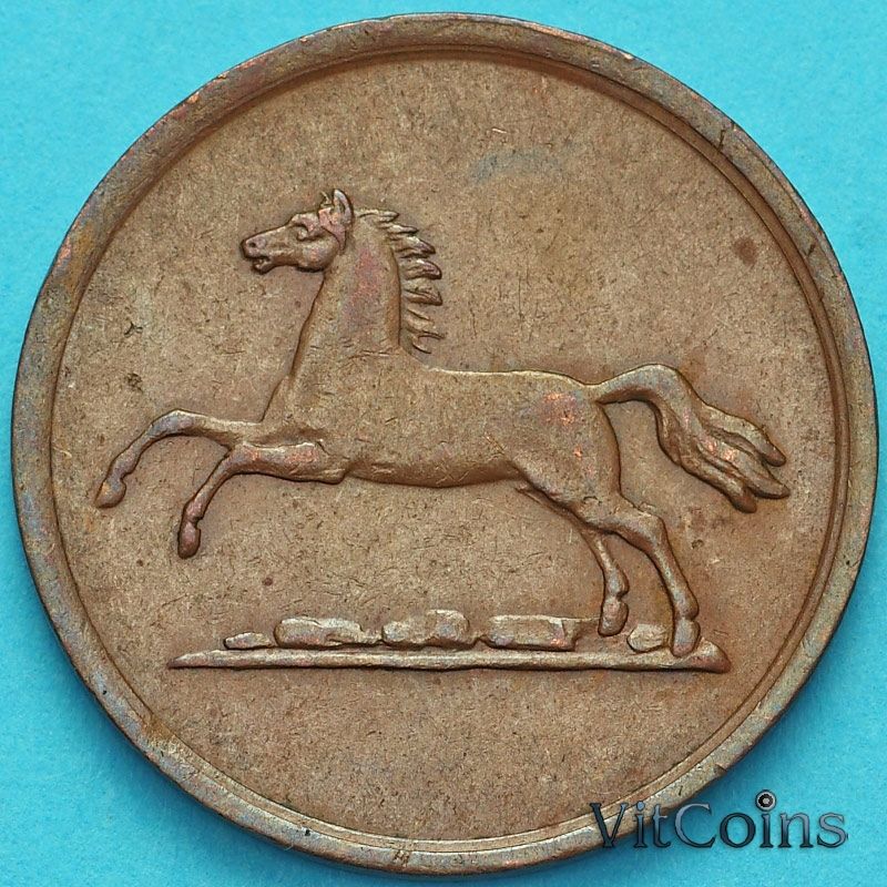 Монета Брауншвейг-Вольфенбюттель 2 пфеннига 1852 год. Монета Брауншвейг-Вольфенбюттель 2 пфеннига 1852 год.