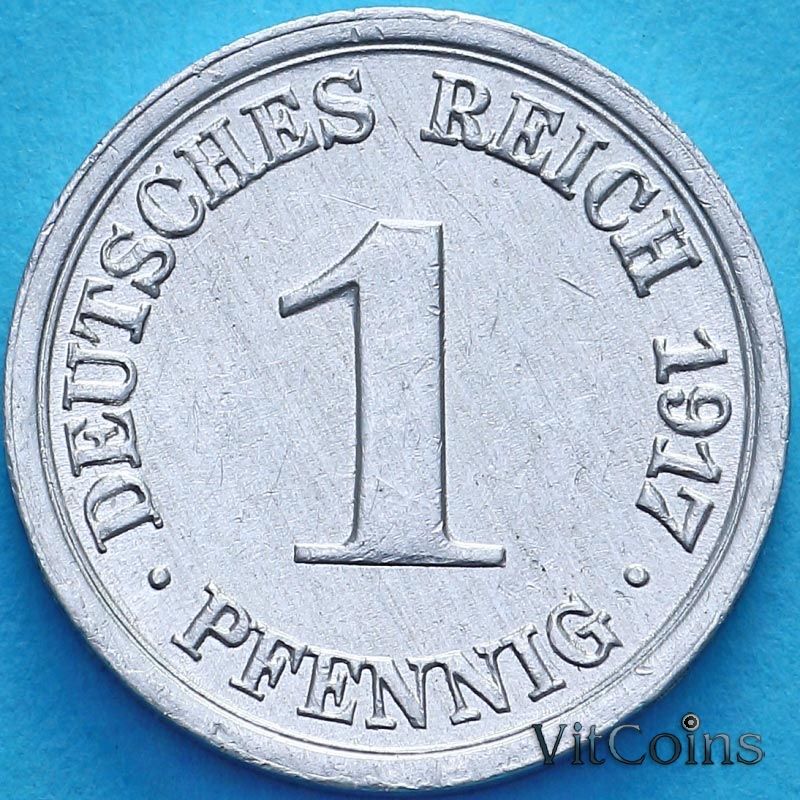 Монета Германия 1 пфенниг 1917 год. G