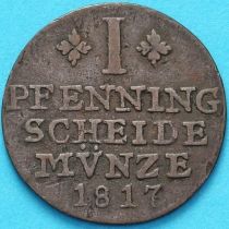 Брауншвейг-Вольфенбюттель 1 пфенниг 1817 год.