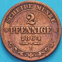 Саксония 2 пфеннига 1864 год. В. №2