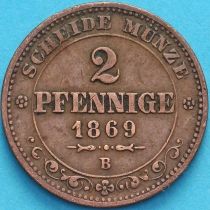 Саксония 2 пфеннига 1869 год. В