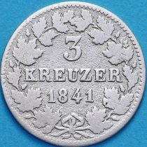 Баден, Германия, 3 крейцера 1841 год