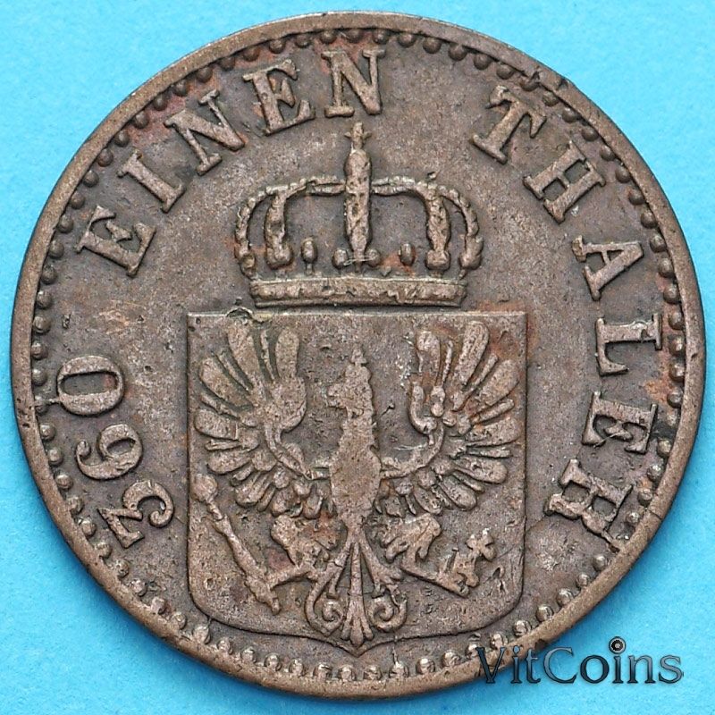 Монета Пруссия 1 пфенниг 1870 год. А