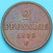 Саксония 2 пфеннига 1859 год. F