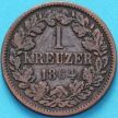 Монета Баден 1 крейцер 1864 год.