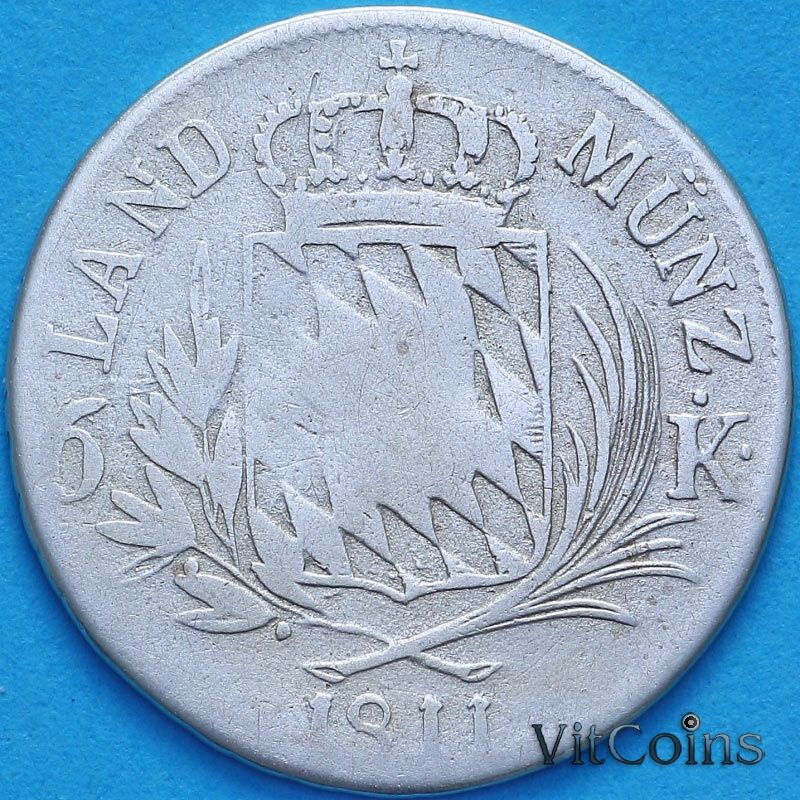 Монета Бавария 6 крейцеров 1811 год.