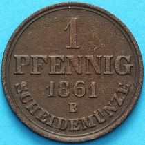 Ганновер, Германия 1 пфенниг 1861 год. В.