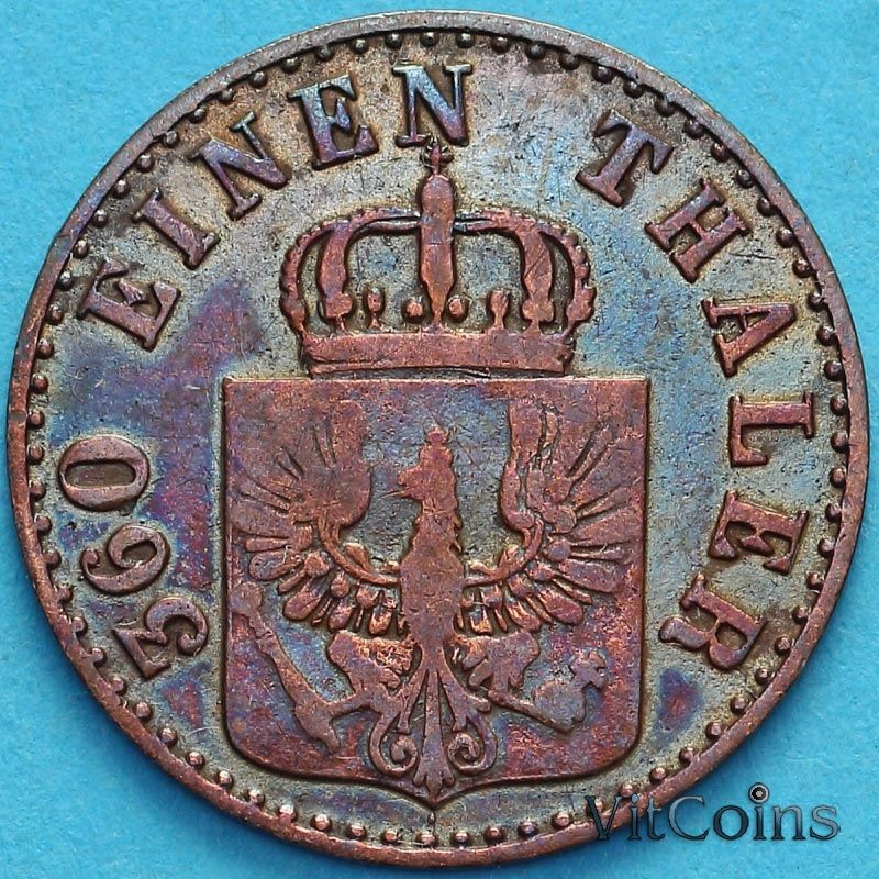 Монета Пруссия 1 пфенниг 1848 год. А