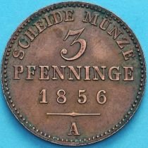 Пруссия 3 пфеннига 1856 год. А