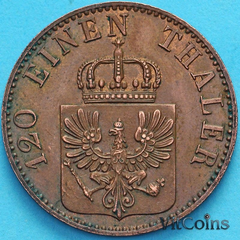 Монета Пруссия 3 пфеннига 1856 год. А