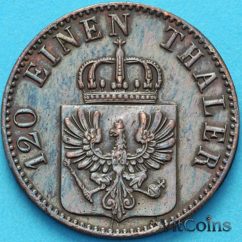 Монета Пруссия 3 пфеннига 1864 год. А. №2