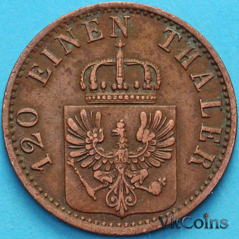 Монета Пруссия 3 пфеннига 1872 год. А