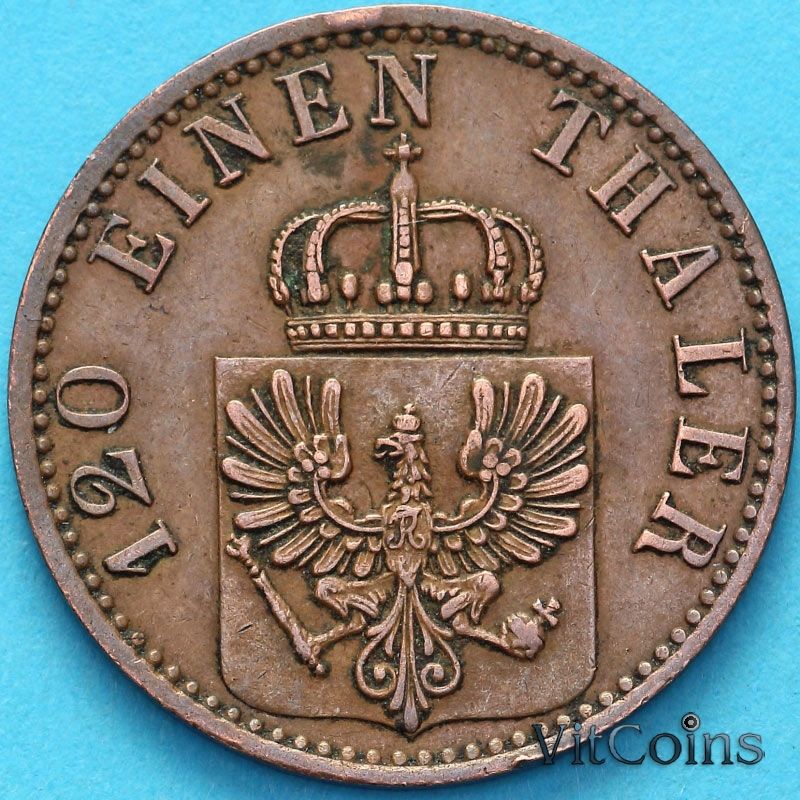 Монета Пруссия 3 пфеннига 1867 год. В