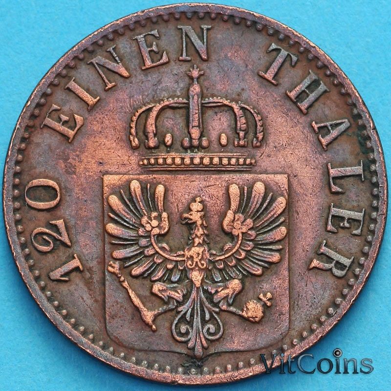 Монета Пруссия 3 пфеннига 1868 год. А