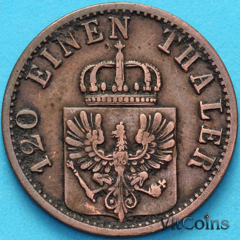 Монета Пруссия 3 пфеннига 1867 год. С
