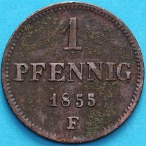Саксония 1 пфенниг 1855 год. F