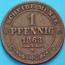 Саксония 1 пфенниг 1863 год. В
