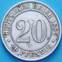 Германия 20 пфеннигов 1887 год. А. №2