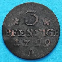 Пруссия 3 пфеннига 1799 год.