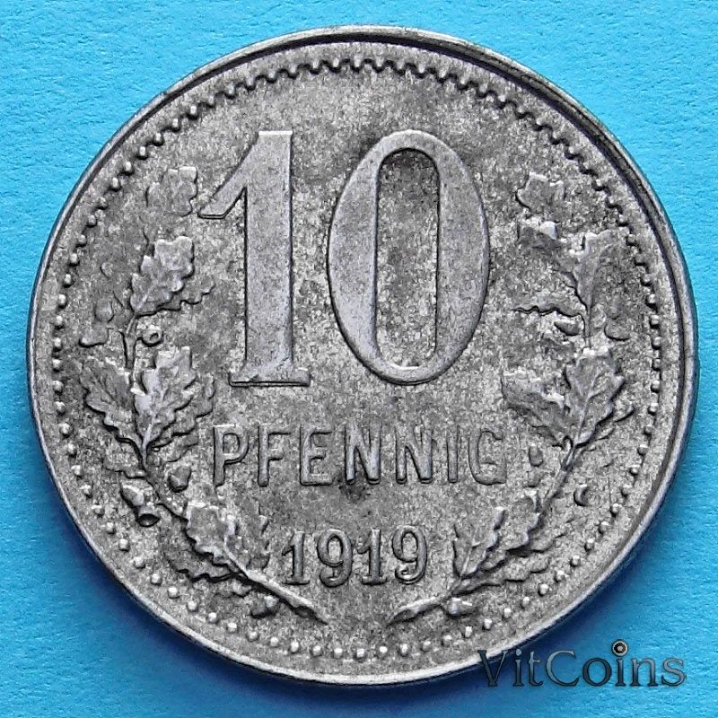 Монета Германии 10 пфеннигов 1919 год. Нотгельд Изерлон.