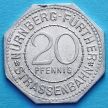 Монета Германии 20 пфеннигов. Трамвайный Нотгельд Нюрнберга. Фонтан Кентавр.
