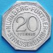 Монета Германии 20 пфеннигов. Трамвайный Нотгельд Нюрнберга. Фонтан Тритона.