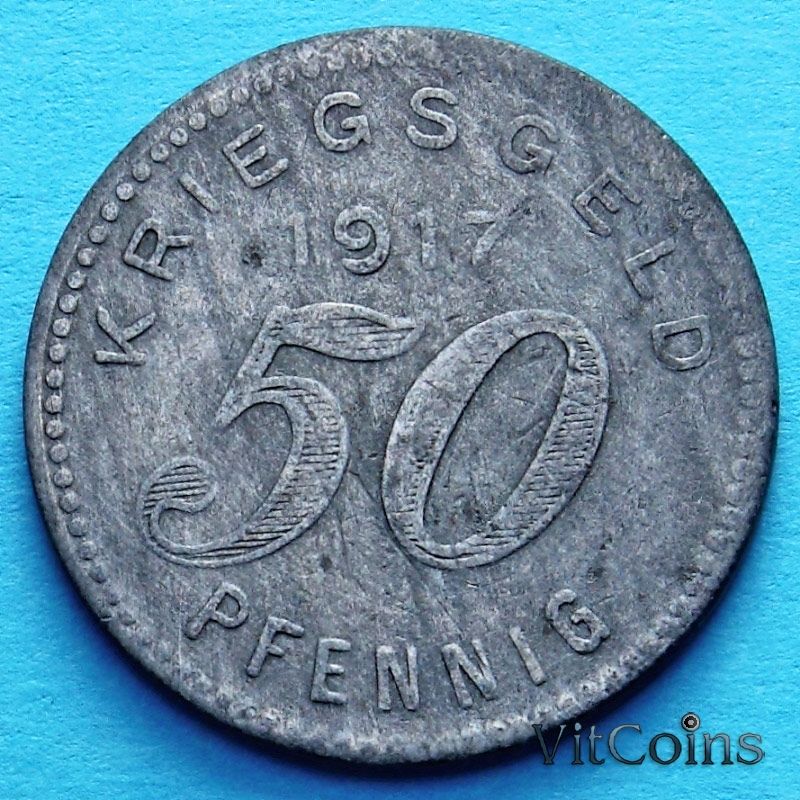 Монета Германии 50 пфеннигов 1917 год. Нотгельд Бармен.