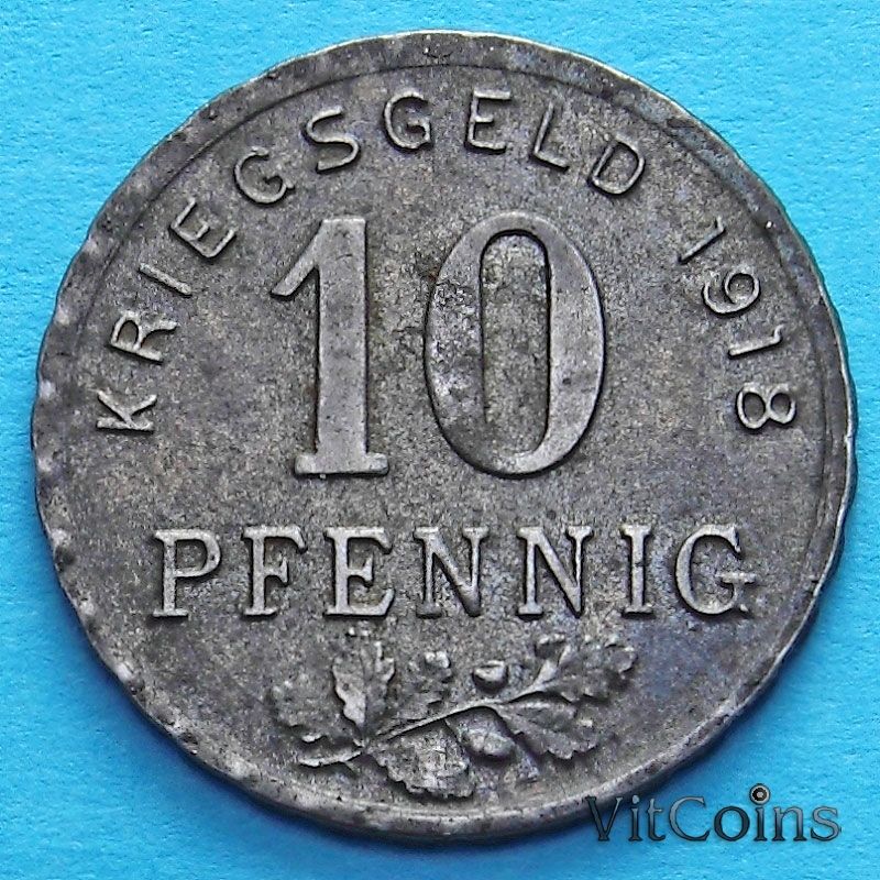 Монета Германии 10 пфеннигов 1918 год. Нотгельд Гельзенкирхен.