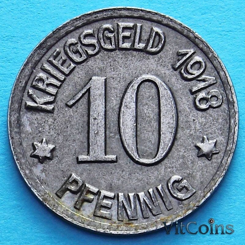 Монета Германии 10 пфеннигов 1918 год. Нотгельд Кобленц.