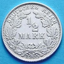 Германия 1/2 марки 1905 г. Серебро А