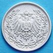 Монета Германии 1/2 марки 1905 год. Серебро F