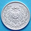 Монета Германия 1/2 марки 1915 год. Серебро G