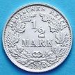 Монета Германии 1/2 марки 1916 год. Серебро G