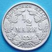 Монета Германии 1/2 марки 1905 г. Серебро J