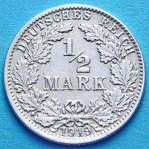 Германия 1/2 марки 1919 г. Серебро J