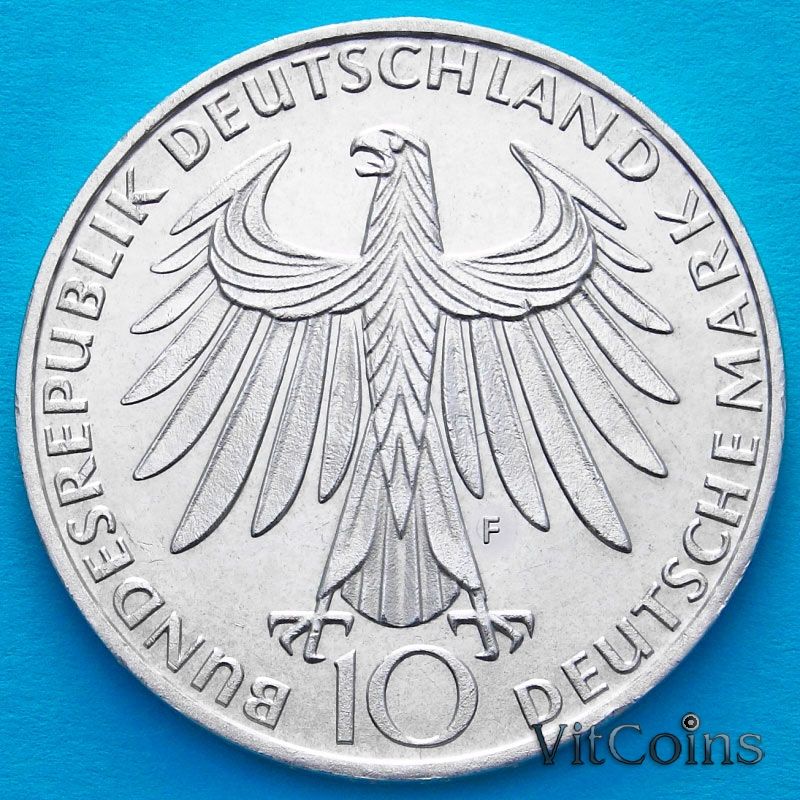 Монета ФРГ 10 марок 1972 год. Олимпиада в Мюнхене. F