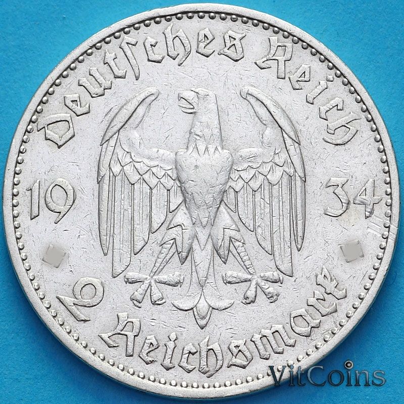 Монета Германия 2 марки 1934 год. Кирха. А.