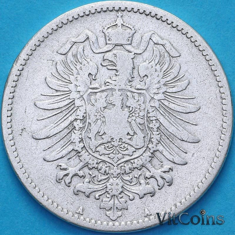 Монета Германия 1 марка 1881 год.  А.