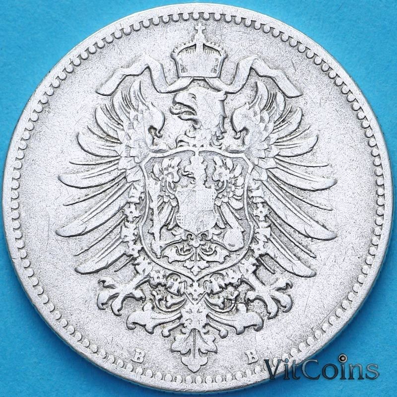 Монета Германия 1 марка 1875 год. B
