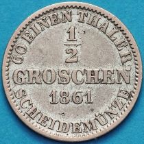 Ганновер, Германия 1/2 гроша 1861 год. Серебро.