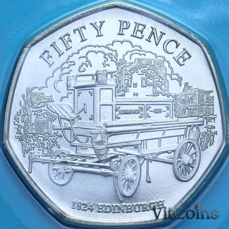 Монета Джерси 50 пенсов 2024 год. Эдинбург, 1824 год