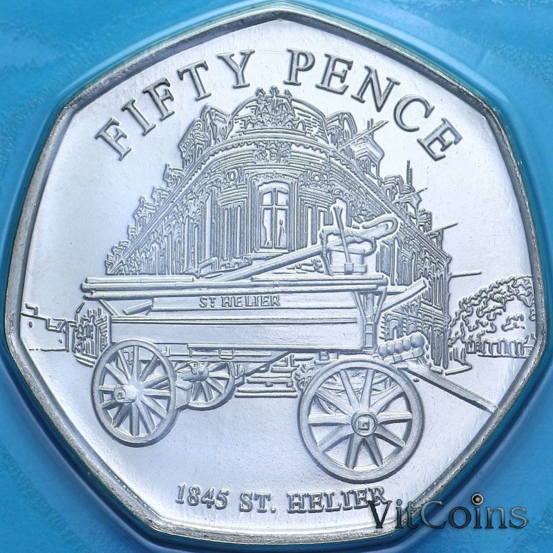 Монета Джерси 50 пенсов 2024 год. Сент-Хелиер, 1845 год