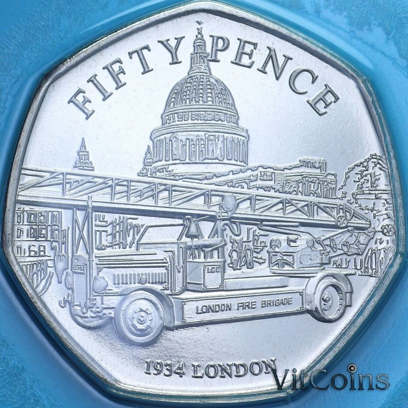 Монета Джерси 50 пенсов 2024 год. Лондон, 1934 год