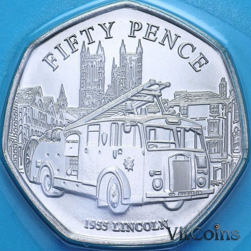 Монета Джерси 50 пенсов 2024 год. Линкольн, 1955 год